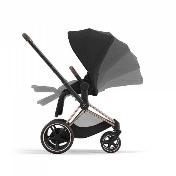 Poussette duo e-priam 2 sepia black châssis chrome black + cloud g i-size Cybex