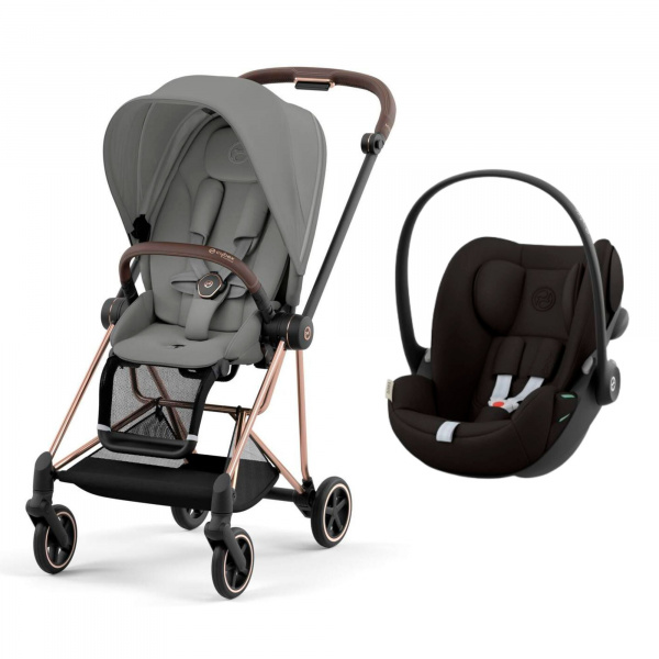 Poussette duo mios 3 mirage grey châssis rose gold + cloud g i-size Cybex