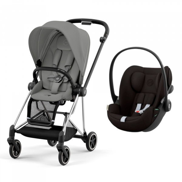 Poussette duo mios 3 sepia black châssis chrome black + cloud g i-size Cybex