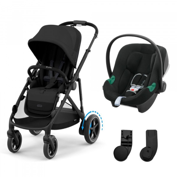 Poussette duo e-gazelle s moon black + siège auto aton b2 i-size Cybex