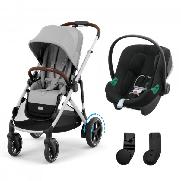 Poussette duo e-gazelle s stone grey + siège auto aton b2 i-size Cybex