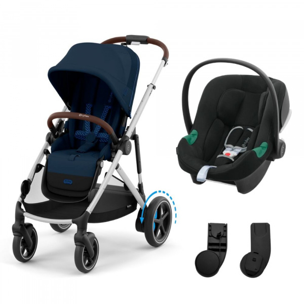 Poussette duo e-gazelle s ocean blue + siège auto aton b2 i-size Cybex