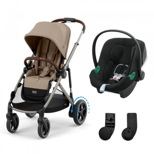 Poussette duo e-gazelle s almond beige + siège auto aton b2 i-size Cybex