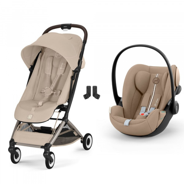 Poussette duo orfeo 3 compacte almond beige avec siège auto cloud g i-size plus Cybex