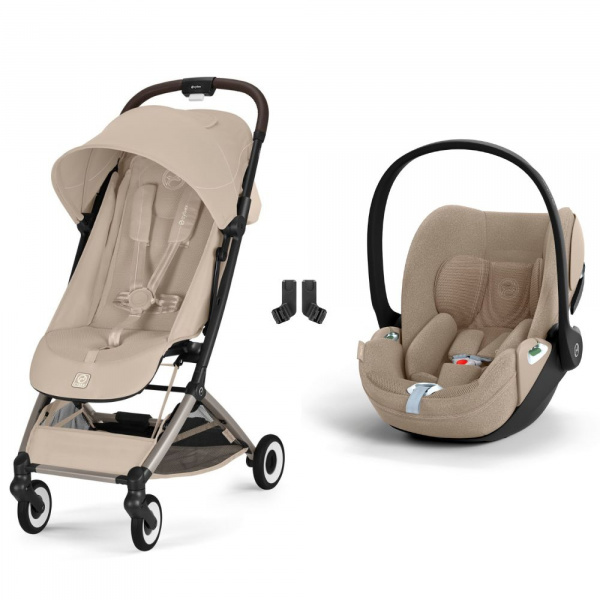 Poussette duo orfeo 3 compacte almond beige avec siège auto cloud t i-size plus Cybex