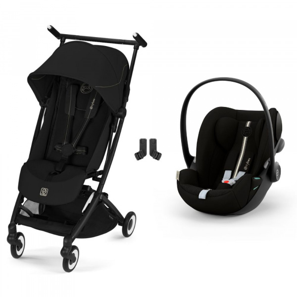 Poussette duo libelle 5 ultra compacte magic black avec siège auto cloud g i-size tissu plus Cybex