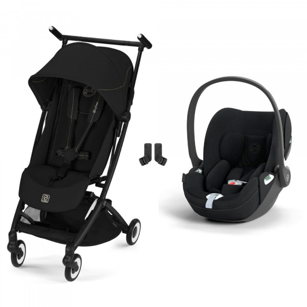 Poussette duo libelle 5 ultra compacte magic black avec siège auto cloud t i-size tissu plus Cybex