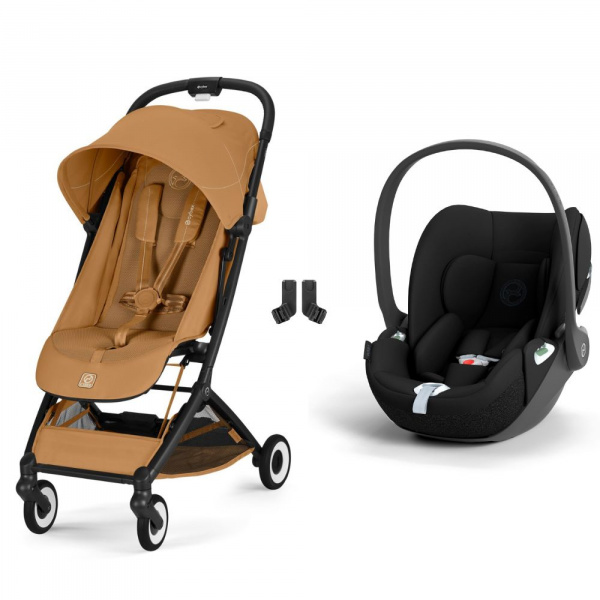 Poussette duo orfeo 3 compacte cinnamon yellow avec siège auto cloud t i-size Cybex