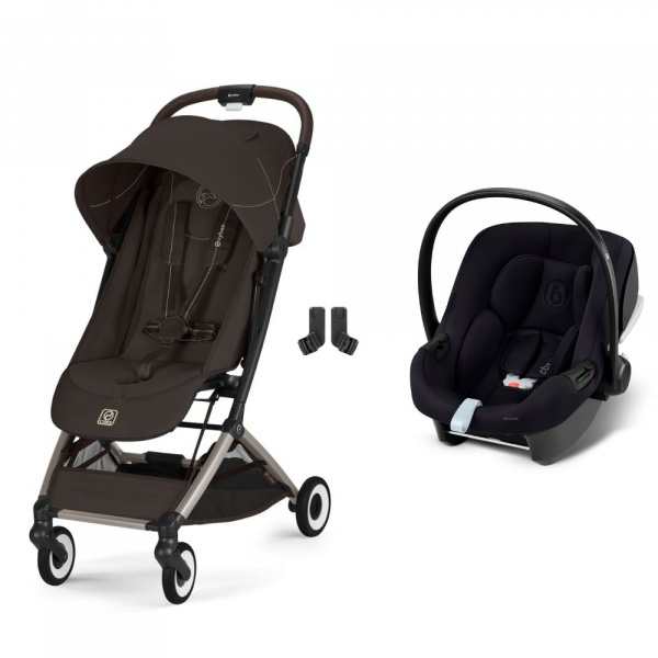 Poussette duo orfeo 3 compacte chocolate brown avec siège auto aton b2 i-size Cybex
