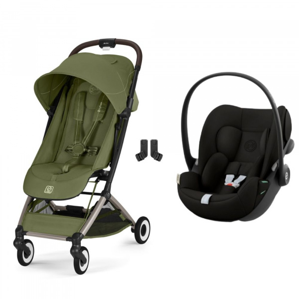 Poussette duo orfeo 3 compacte moss green avec siège auto cloud g i-size Cybex