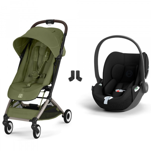 Poussette duo orfeo 3 compacte moss green avec siège auto cloud t i-size Cybex
