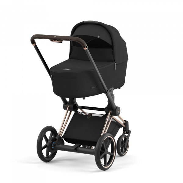 Poussette duo e-priam 2 sepia black châssis rose gold + nacelle luxe Cybex