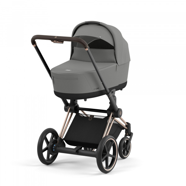 Poussette duo e-priam 2 mirage grey châssis rose gold + nacelle luxe Cybex