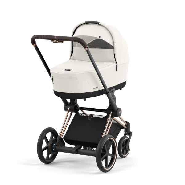 Poussette duo e-priam 2 off white châssis rose gold + nacelle luxe Cybex