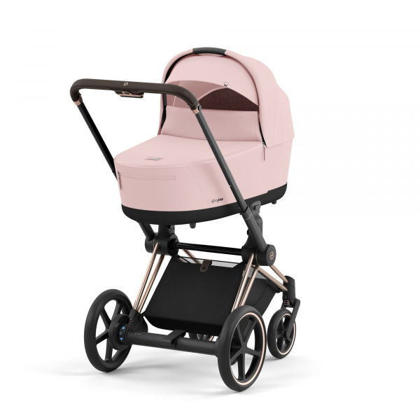Poussette duo e-priam 2 peach pink châssis rose gold + nacelle luxe Cybex