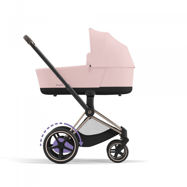 Poussette duo e-priam 2 peach pink châssis rose gold + nacelle luxe Cybex
