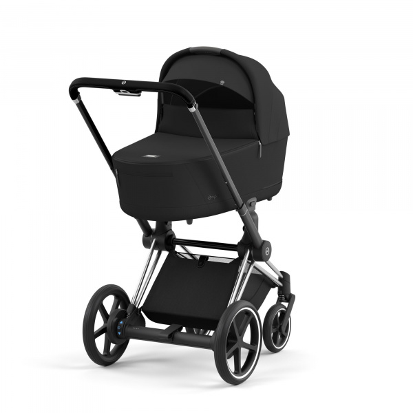 Poussette duo e-priam 2 sepia black châssis chrome black + nacelle luxe Cybex