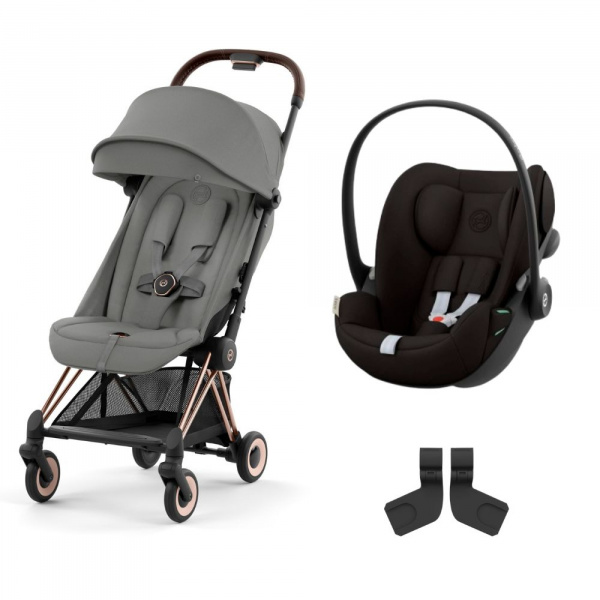 Poussette duo coya peach pink châssis rosegold + cloud g i-size Cybex