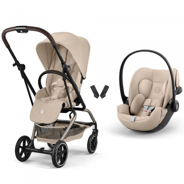 Poussette duo eezy s twist+ 2 pivotante almond beige avec siège auto cloud g3 i-size Cybex
