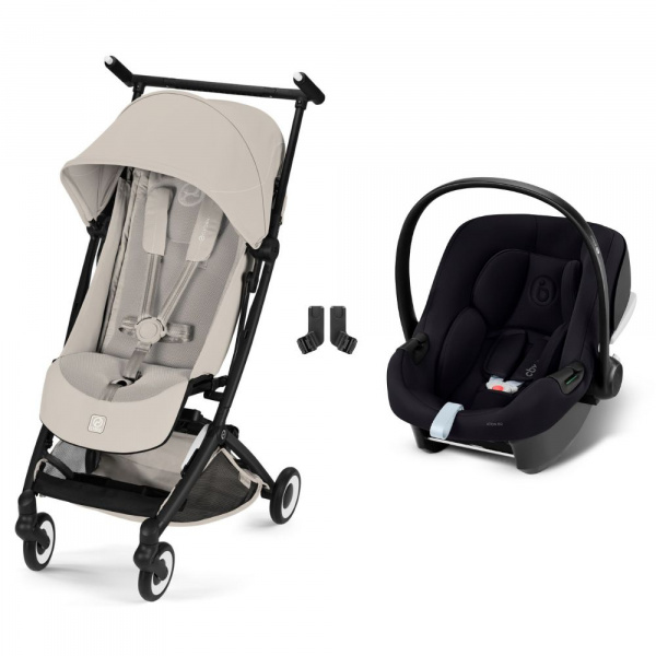 Poussette duo libelle 5 ultra compacte dune grey avec siège auto aton b2 i-size Cybex