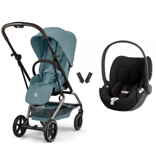 Poussette duo eezy s twist+ 2 pivotante stormy blue avec siège auto cloud t i-size Cybex