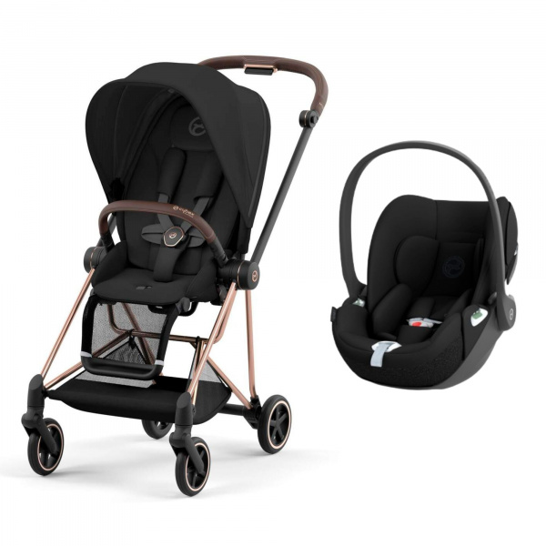 Poussette duo mios 3 sepia black châssis rose gold + cloud t i-size Cybex