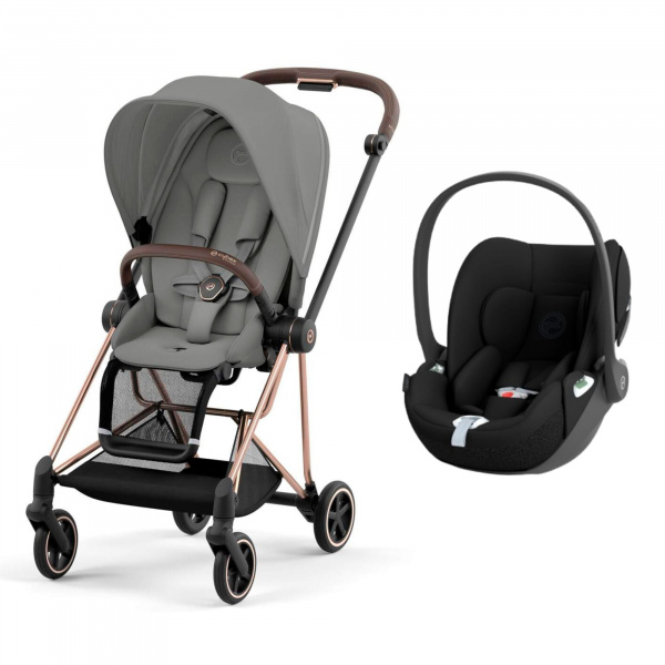 Poussette duo mios 3 leaf green châssis rose gold + cloud t i-size Cybex