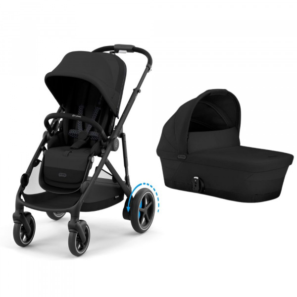 Poussette duo e-gazelle s moon black châssis noir + nacelle Cybex