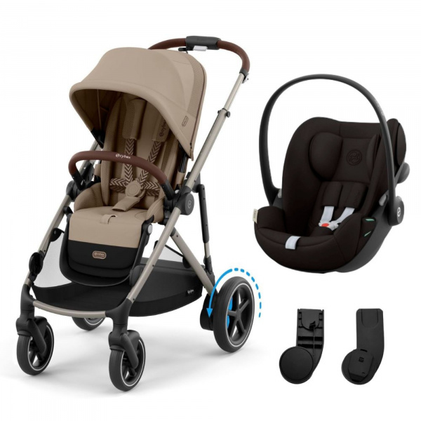Poussette duo e-gazelle s almond beige + siège auto cloud g i-size Cybex