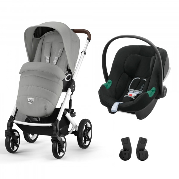Poussette duo talos s lux 2 stone grey + siège auto aton b2 i-size Cybex