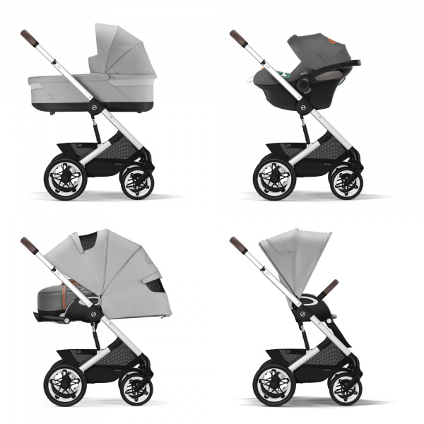 Poussette duo talos s lux 2 stone grey + siège auto aton b2 i-size Cybex