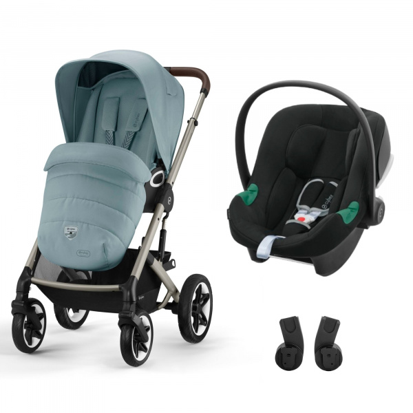 Poussette duo talos s lux 2 stone grey + siège auto aton b2 i-size Cybex