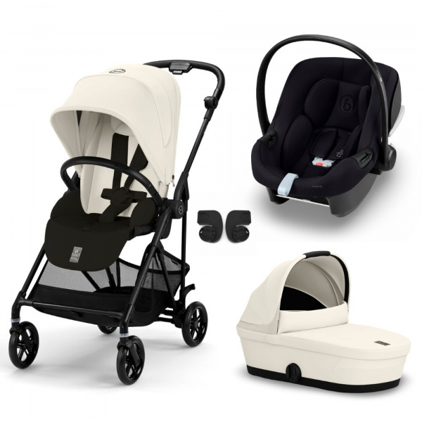 Poussette trio melio carbon stormy blue + aton b2 i-size + nacelle Cybex