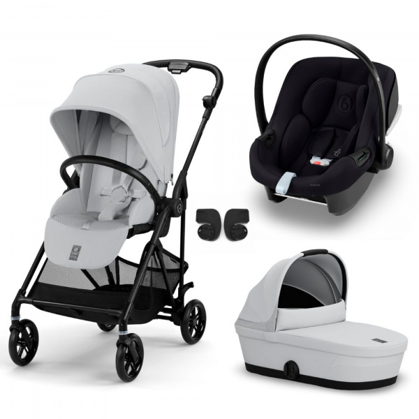 Poussette trio melio carbon stormy blue + aton b2 i-size + nacelle Cybex