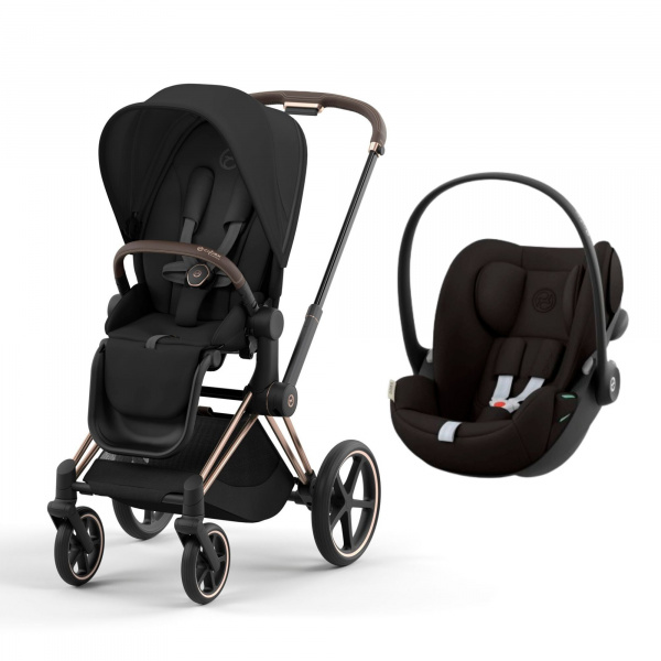 Poussette duo priam 4 sepia black châssis rose gold + siège auto cloud g i-size Cybex