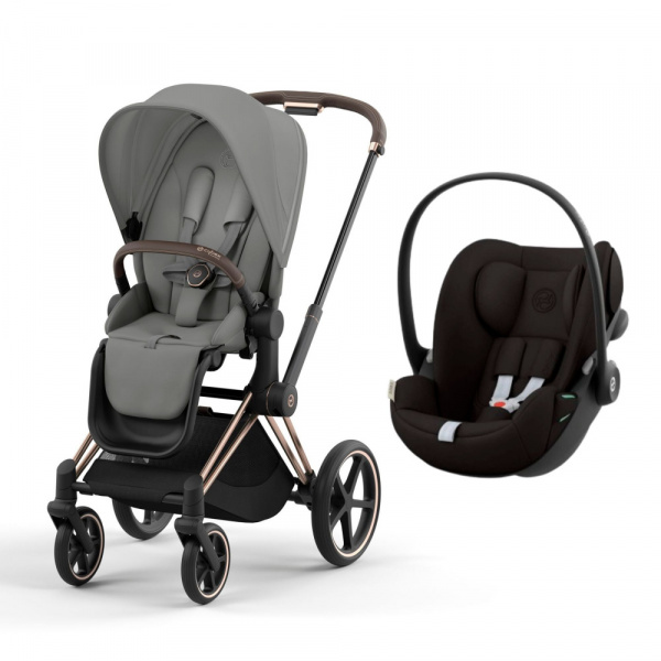 Poussette duo priam 4 mirage grey châssis rose gold + siège auto cloud g i-size Cybex