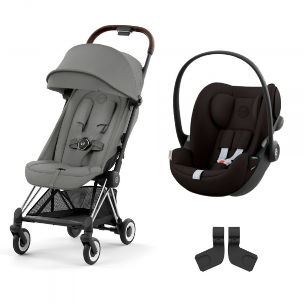 Poussette duo coya mirage grey châssis chrome brown + cloud g i-size Cybex