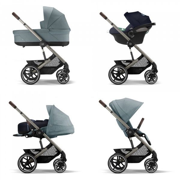 Poussette duo balios s lux 3 moon black + siège auto aton b2 i-size Cybex