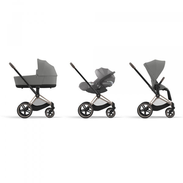 Poussette duo priam 4 sepia black châssis rose gold + nacelle luxe Cybex