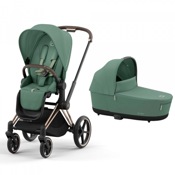 Poussette duo priam 4 sepia black châssis rose gold + nacelle luxe Cybex