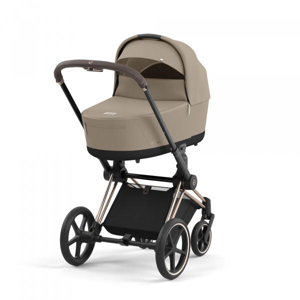 Poussette duo priam 4 cozy beige châssis rose gold + nacelle luxe Cybex