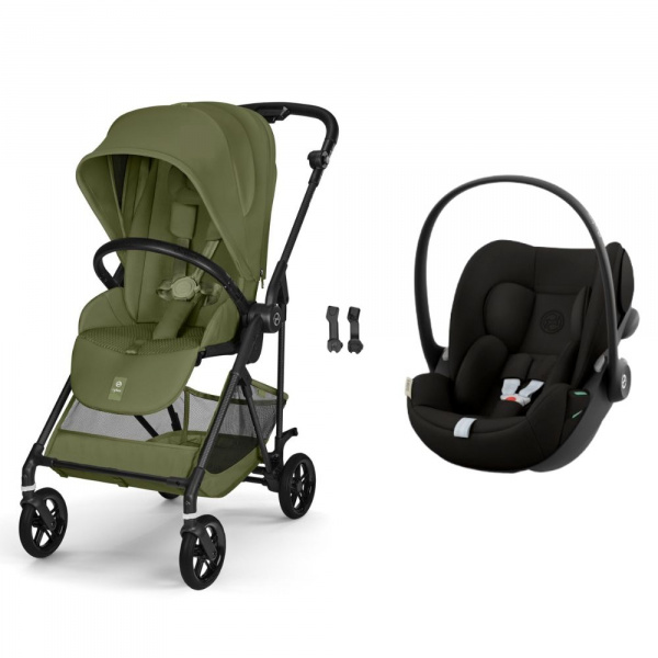 Poussette duo melio carbon 6 moss green avec siège auto cloud g i-size Cybex