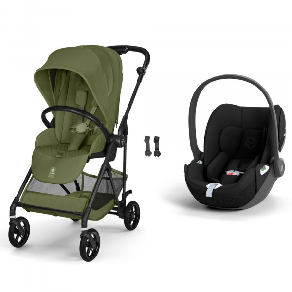 Poussette duo melio carbon 6 moss green avec siège auto cloud t i-size Cybex