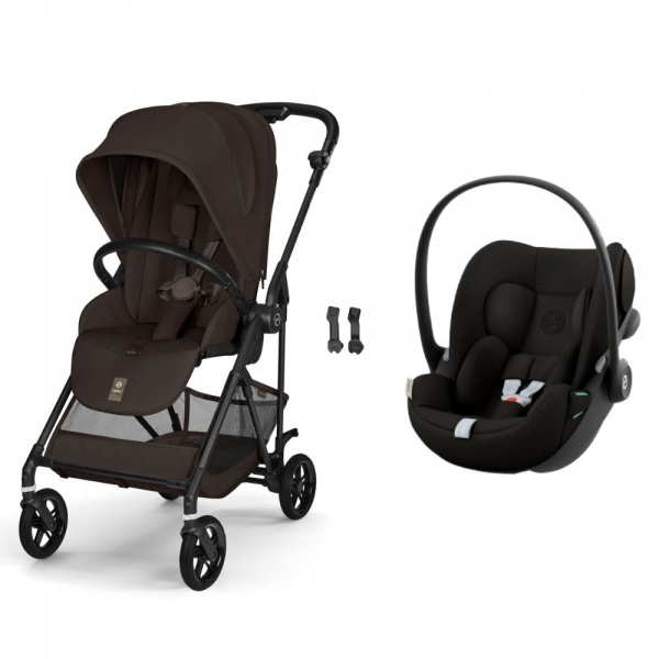 Poussette duo melio carbon 6 chocolate brown avec siège auto cloud g i-size Cybex