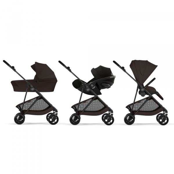 Poussette duo melio carbon 6 chocolate brown avec siège auto cloud g i-size Cybex