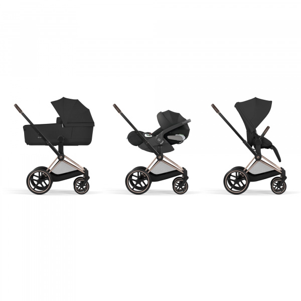 Poussette duo priam 5 avec nacelle pliable châssis rosegold sepia black Cybex