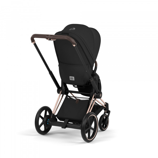 Poussette duo électrique e-priam 3 avec nacelle pliable châssis rosegold sepia black Cybex