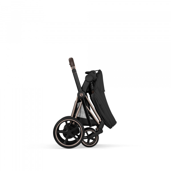 Poussette duo électrique e-priam 3 avec nacelle pliable châssis rosegold sepia black Cybex