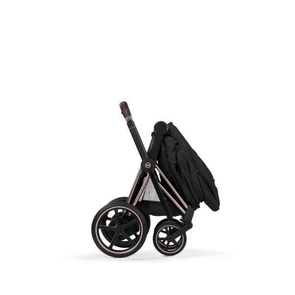 Poussette duo électrique e-priam 3 avec nacelle pliable châssis rosegold sepia black Cybex