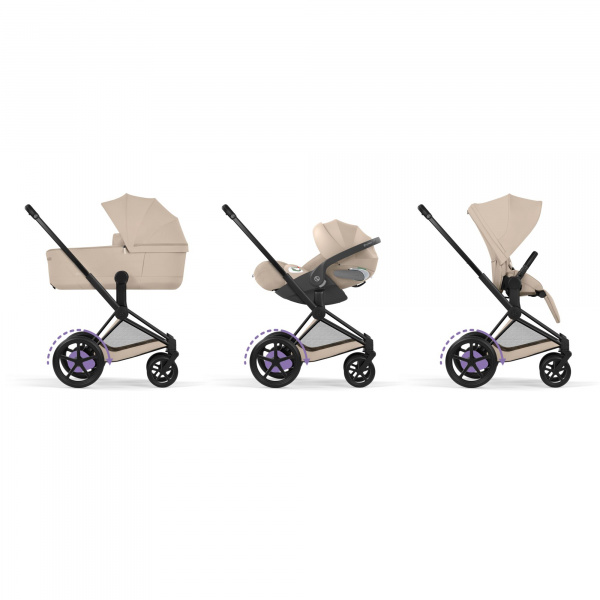 Poussette duo électrique e-priam 3 avec nacelle pliable châssis matt black sepia black Cybex